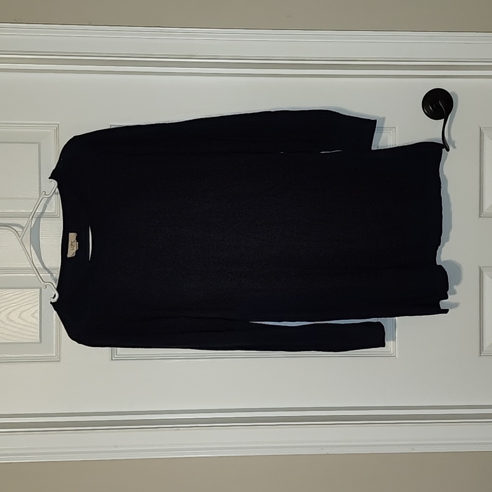 Loft Outlet, Navy, Extra Long Long Sleeve Lightweight Sweater, Size Small